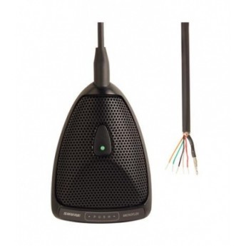 Плоский настольный микрофон со светодиодным индикатором, всенаправленная ДН, кабель без разъема, черный цвет SHURE MX392/O Плоский настольный микрофон со светодиодным индикатором, всенаправленная ДН, кабель без разъема, черный цвет SHURE MX392/O