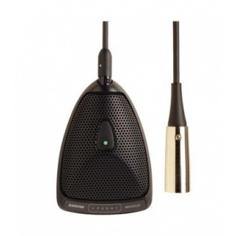 Плоский настольный микрофон со светодиодным индикатором, всенаправленная ДН, кабель с XLR, черный цвет SHURE MX393/O Плоский настольный микрофон со светодиодным индикатором, всенаправленная ДН, кабель с XLR, черный цвет SHURE MX393/O