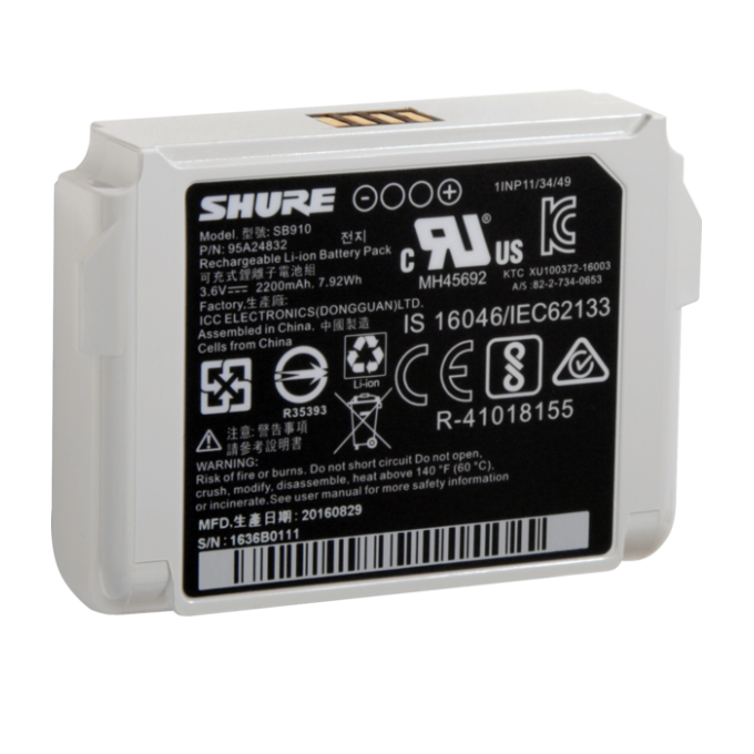 Аккумулятор для передатчика ADX1 SHURE SB910