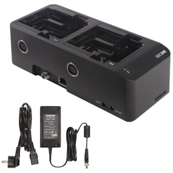 2-секционная сетевая зарядная станция для передатчиков ADX1 и ADX2 Transmitters, с блоком питания PS 60 SHURE SBC240-E