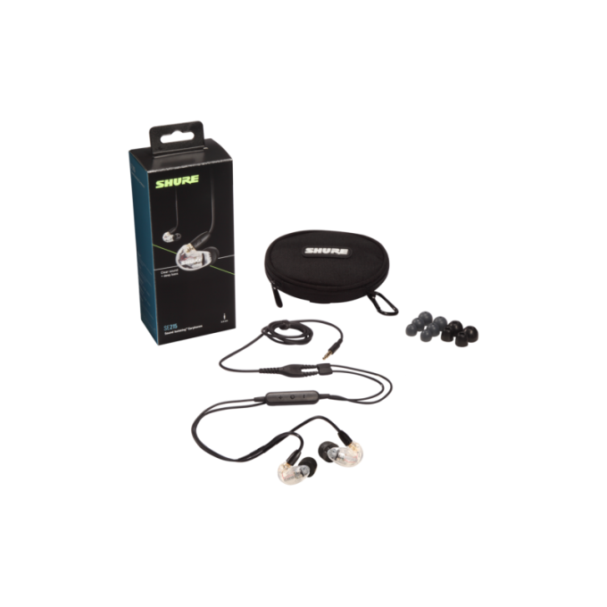 Внутриканальные наушники с динамическим драйвером и кабелем-гарнитурой, цвет прозрачный SHURE SE215DYCL+UNI-EFS