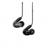 Внутриканальные наушники AONIC 4 с одним динамическим драйвером и одним арматурным драйвером, съёмный кабель с микрофоном и пультом управления, цвет чёрный, разъём 3.5 мм SHURE SE42HYBK+UNI-EFS