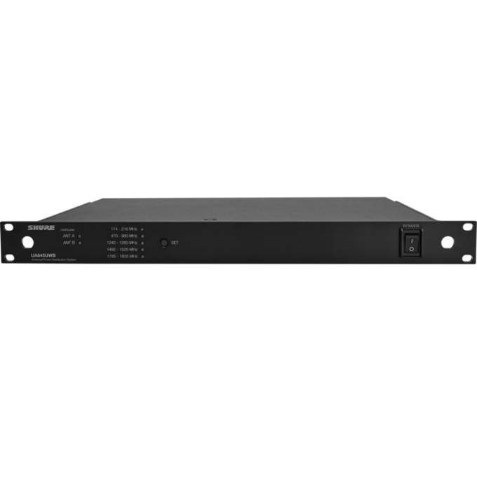 Активный сплиттер для приемников серии UHF, ULXD, QLXD, BLX4R, SLX (470-952 MHz) с евро розеткой и полным набором кабелей SHURE UA845UWB-E